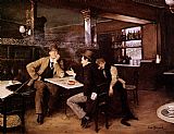 Jean Beraud Canvas Paintings - At the Bistro